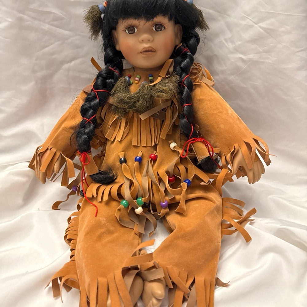 Native American Style Doll with Braided Hair 15 inches long